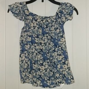 NWT Polo blue floral girls top,6